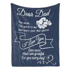 Dear Dad Fist Bump Quote Flannel Throw Blanket I Love You Dad Inspirational Letter Blanket For Fathers Day Birthday Gift From Son Daughter Home Sofa Bed Decor
