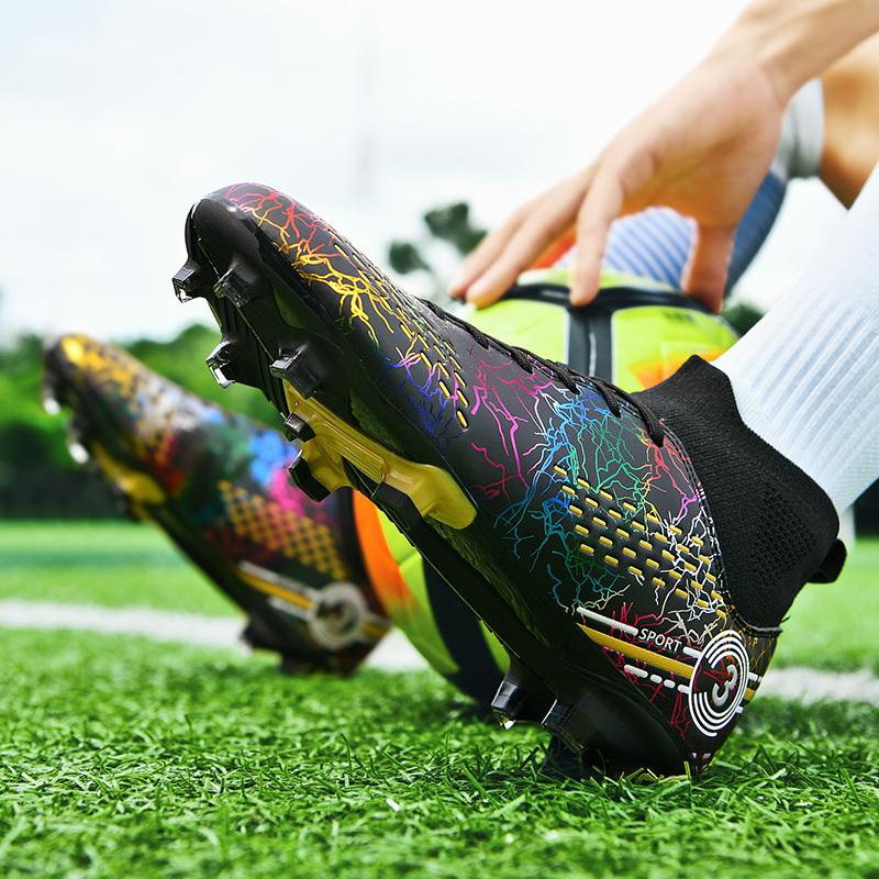 Unisex Ombre Pattern Lace-up Front Football ShoesAnti-slip Breathable Long Studs Soccer Shoes,Soccer Cleats, Football Cleats, Summer TrainingSneakers for Training Match Practice