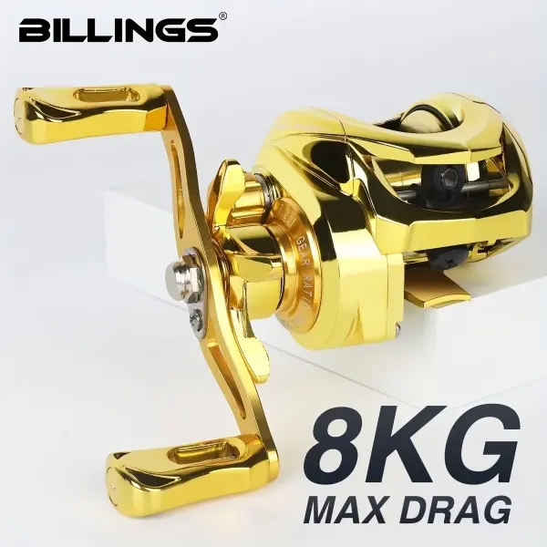 BILLINGS GD Series Gold Baitcasting Reel, 7.2:1 High Speed Gear Ratio, 5+1BB Bearings, 18LB Max Drag, Smooth Casting Fishing Reel for Freshwater & Saltwater Fishing