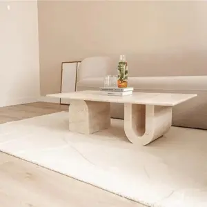 Troia Light Travertine Coffee Table U Shape