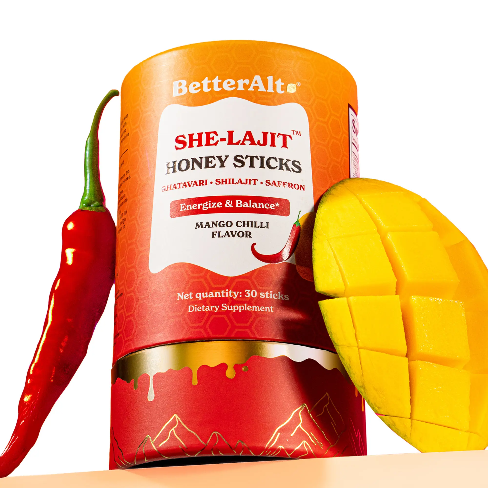 Women Multi-Mineral Mango Chilli Honey Sticks | Shilajit, Shatavari & Saffron | Hormonal Balance & Energy - 30 Honey Packs