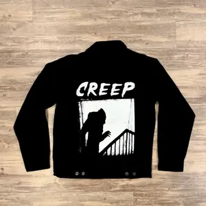Creep “Nosferatu” black denim jacket. Men’s unisex true to fit 100% cotton denim. Vampire