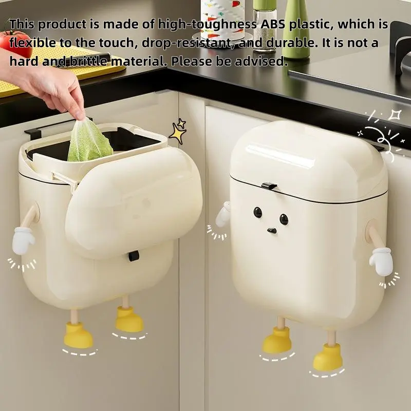 2.4-gallon/9-liter kitchen compost bin, can be placed on countertops or under sinks, made of plastic,  can be hung or wall-mounted, suitable for bathrooms, offices, etc. Made of  plastic, smooth surface, leak-proof seal. Automatic Dustbin