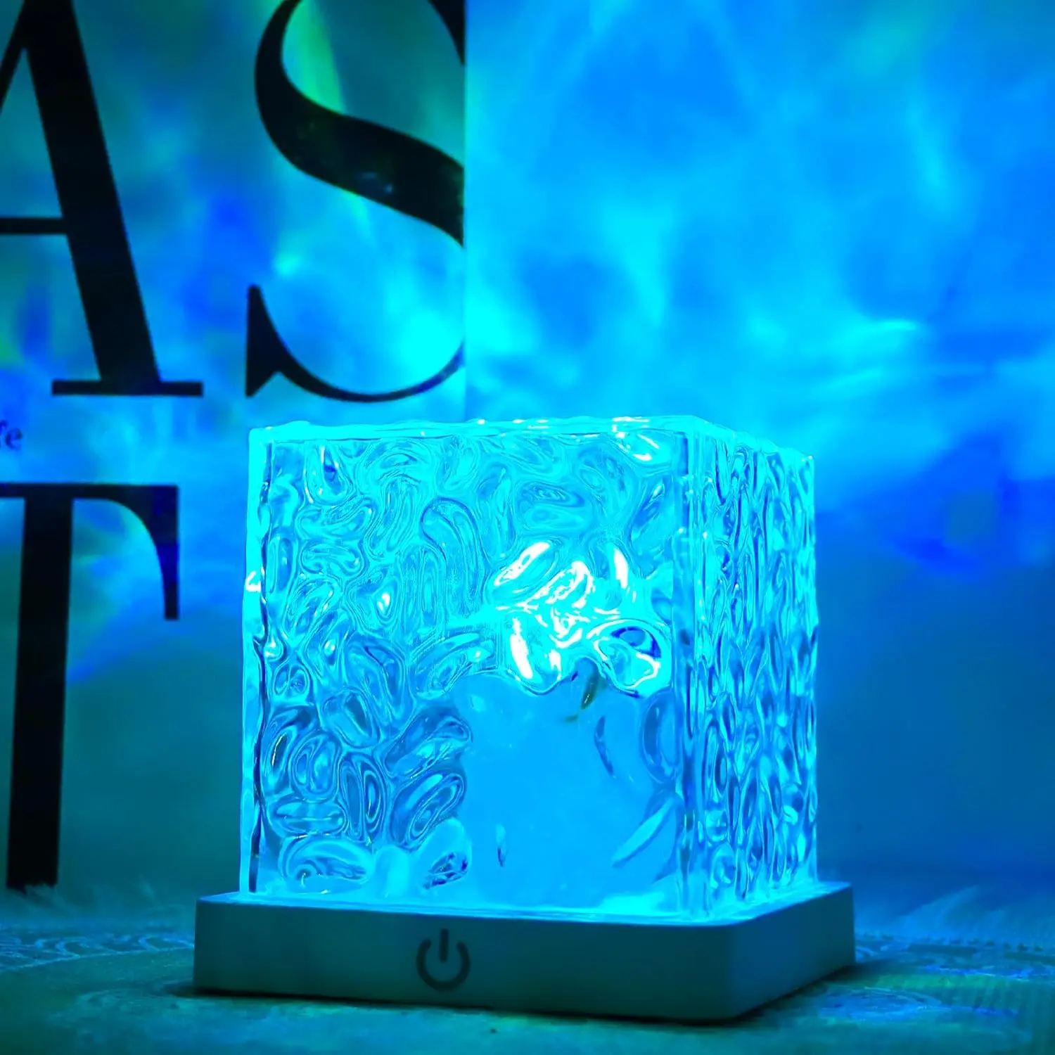 16-Color Crystal Ocean Wave Projector Light - Remote-Controlled Adjustable 360-Degree Diamond Cube Lamp, Tabletop Decor for Cloud Ceiling Room, Christmas, Housewarming Gift