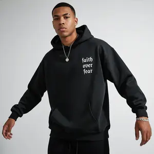 Men's faith over fear Graphic Hoodie Long Sleeve Pullover Regular Fit | Soft & Breathable Fabric, Durable Print, Everyday Comfort, Machine Washable, minimalist casual wear