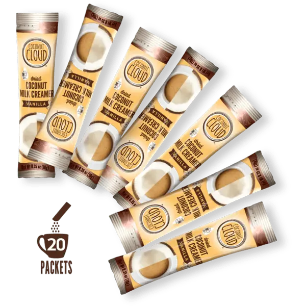 COCONUT CLOUD: Vanilla Coffee Creamer Sticks- 20 Sticks, 100% Dairy-Free, Vegan, Gluten Free, Non-GMO, Made from Coconut Powdered Milk
