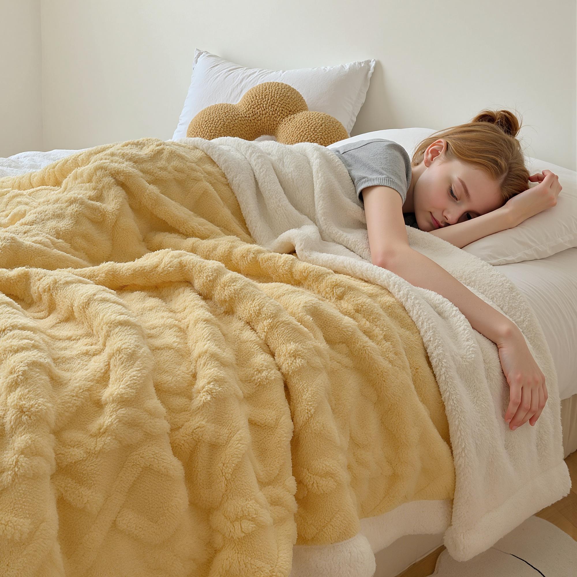 Raybee Cozy Soft Blanket for Bedroom, Luxurious Double Sided Plush Throw Blanket, Soft Comfortable Breathable Blanket, Lightweight Summer Fluffy Blanket For Couch, Bed, Travel,Camping