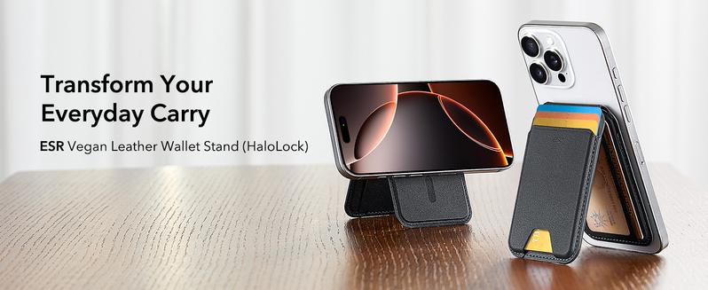 ESR Upgraded for MagSafe Wallet, 3/5 Card Holder, RFID Blocking, Magnetic Wallet for iPhone with Adjustable Stand, Slim for iPhone 17/16/15/14/13/12 Series, Not for Mini, Vegan Leathe