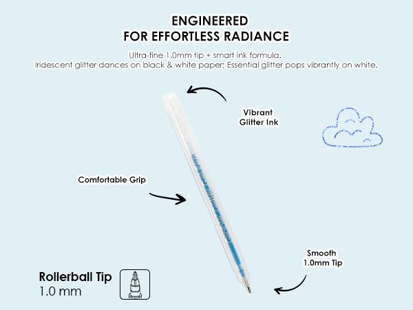 [Upgraded] Grabie Glitter Gel Ink Pens Set of 42 with more ink capacity, gift for valentines's day