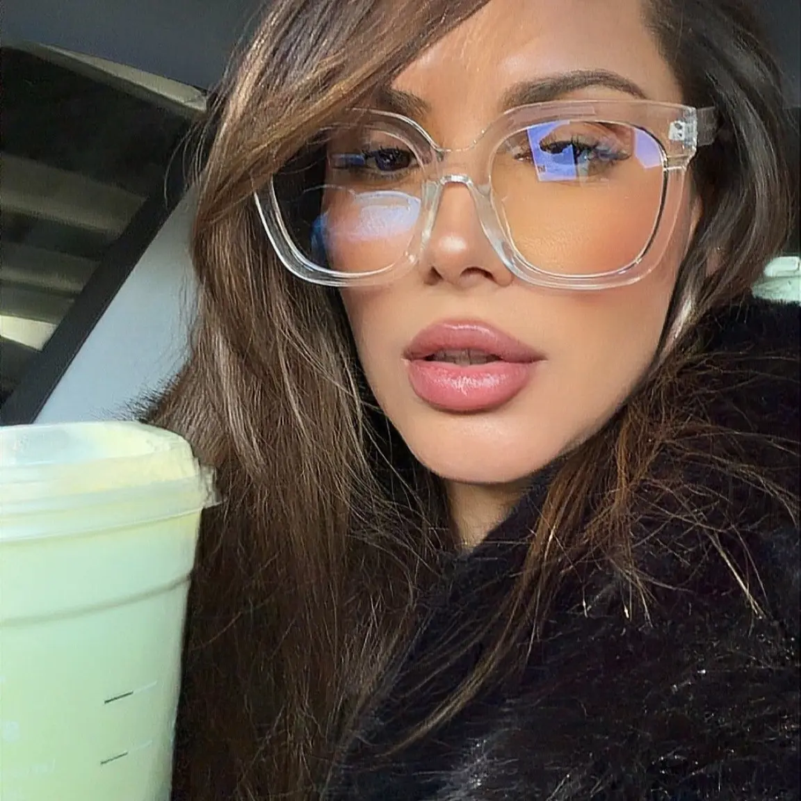 XXL Oversized Cat Eye MISS PRETTY Clear Eyeglasses for Women with Blue Light Blocking Lenses Trendy Fashion Eyewear Full Rim Plastic Frame Miss Gorgeous