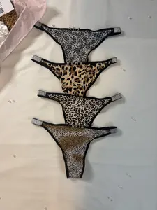 Cheetah Print Thong Panty, Glitter Straps, Custom Charm Lingerie l Personalizable Thong Panty l Glitter, Charms, Underwear, Lingerie l Black Brown White