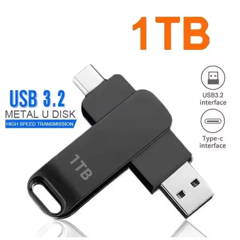 16TB Flash Drive USB 3.2 High Speed Metal U Disk Type-C Memory Stick Waterproof Storage PC Phone Data Transfer New 2026