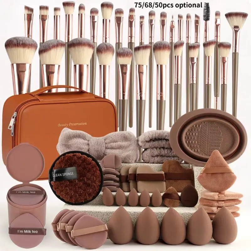 Professional Makeup Brush Set, Cosmetic Brush, Cosmetics Brushes Set, Multifunctional Makeup Brushes, Beauty Travel Brush, Face Makeup Tools Kit, Portable Compact Travel Makeup Brushes & Cleaning Tool Bag, Ultra Soft Concealer Sponge