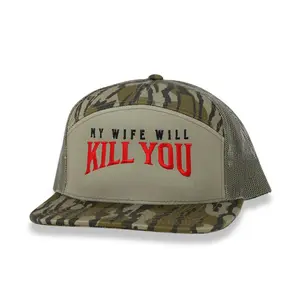 My Wife Will Kill You Funny Hat – Camo Mesh Trucker Adjustable Snapback Cap