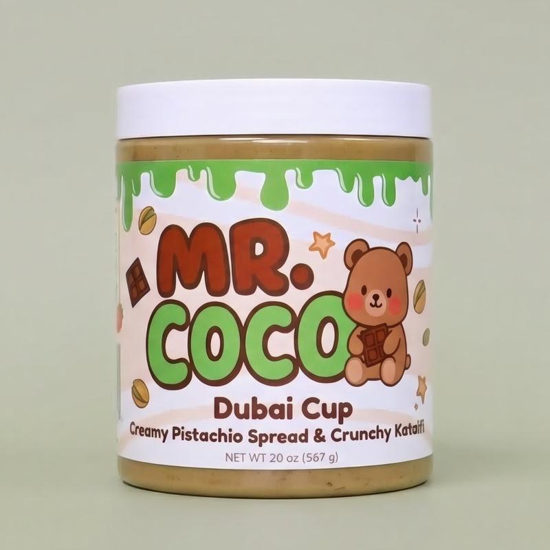 Mr. Coco Dubai Cup – Pistachio Cream + Tahini & Crunchy Kataifi - 8oz Jar - 2 Flavors: Classic & Hazelnut