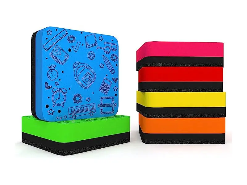 6 pack Magnetic Dry Erase Erasers Assorted Colors