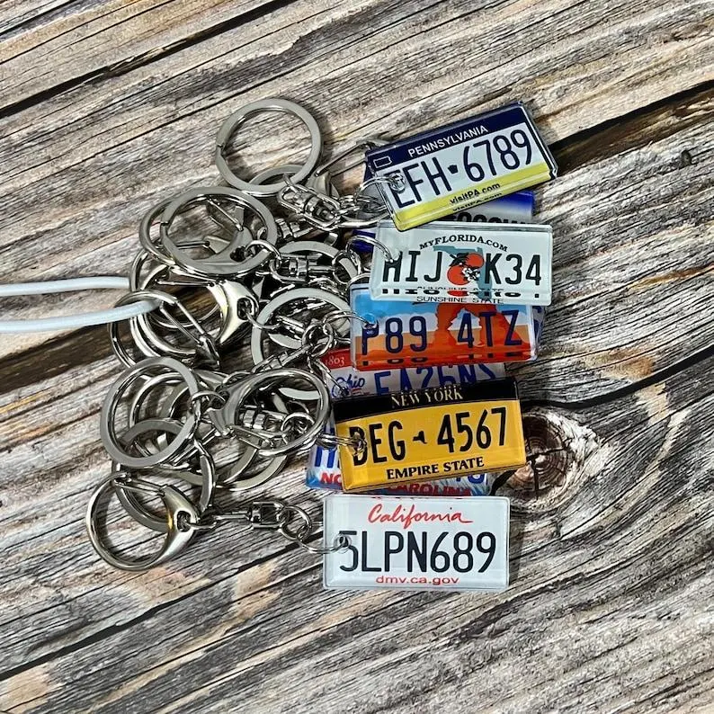 Personalized Acrylic Keychain USA State License Plate Replica Keyring Custom Car Accessory 50 States
