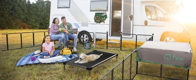 FXW Instant Unleashed Dog Playpen, Portable Pet Fence for Outdoor, RV Trips, and Camping, 24"/32"/40"/45" Height, 8/16 Panels for Small/Medium/Large Dogs