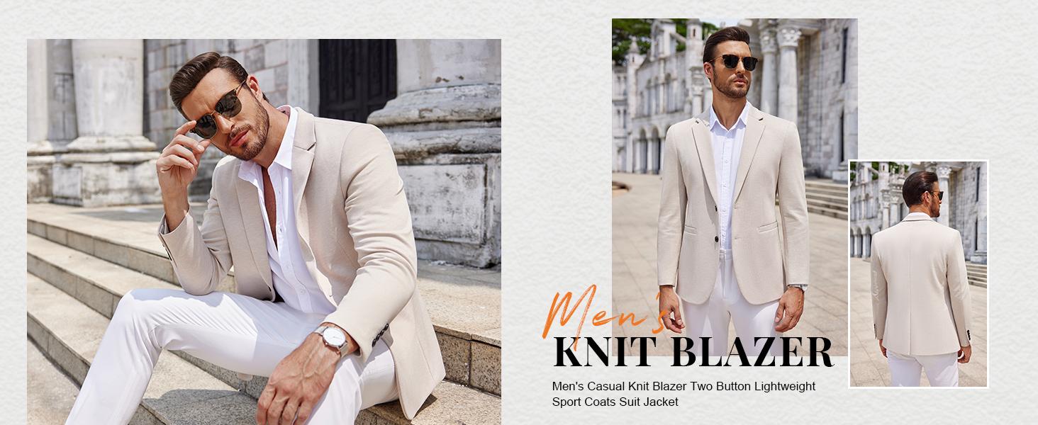 COOFANDY Men's Blazer Casual Knit Blazer Two Button Lightweight Sport Coats Suit Jacket COOFANDY Men's Blazer Casual Knit Blazer Two Button Lightweight Sport Coats Suit Jacket
