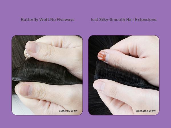 LaaVoo Butterfly Weft Hair Extensions Real Human Hair Hole Weft Invisible Genius Weft OVO Weft TikTokShopHolidayHaul 100 grams and 50 grams Christmas Gift