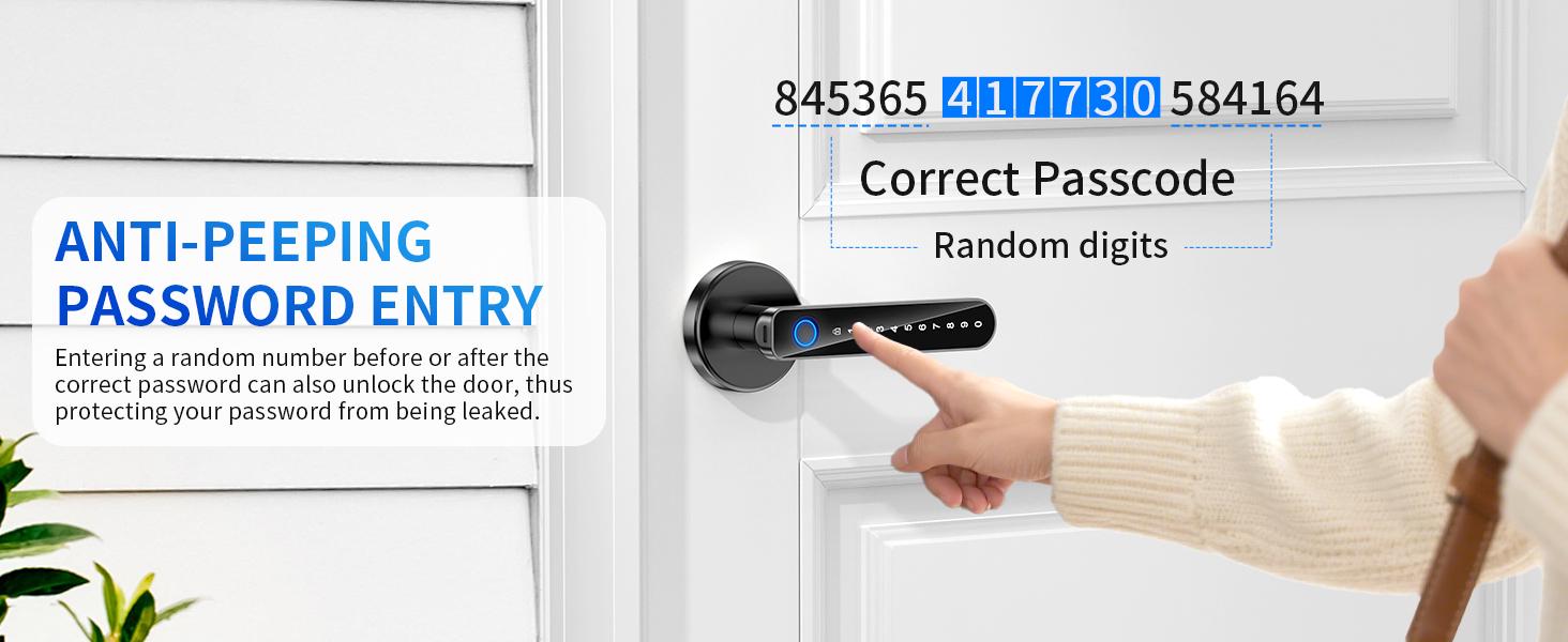 [Father's Day Gift]Smart Fingerprint Door Lock with App Control, 1 Count Keyless Entry Lock with Keypad Handle, Digital Electric Biometric Smart Door Lock for Bedroom, Keyless Entry Door Handle - Spring Glow Up