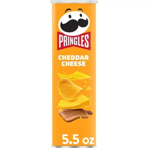 Pringles Potato Crisps Chips, Lunch Snacks, On-the-Go Snacks, Cheddar Cheese, 5.5oz Can (1 Can)