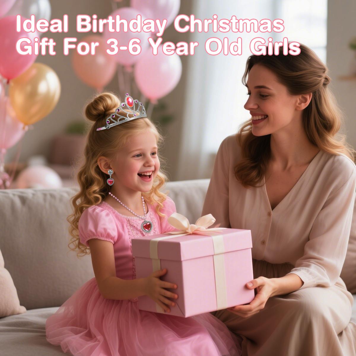 Princess Dress Up Toys & Jewelry Boutique for Toddler and Girls Aged 3-6 Years Old, Dress Up Set with 3 Color Skirts, Shoes and Crowns | Role Play Costume Gifts for Birthday Christmas Halloween