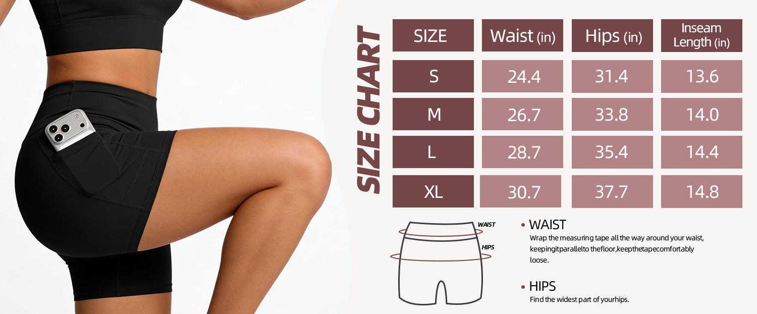 CHRLEISURE 3-Pack High-Waisted Biker Shorts with Pockets Inner And Side Pockets For Women Workout Yoga Running Gym Tennis Shorts