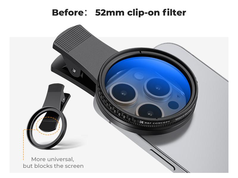 [K&F CONCEPT] Magnetic CPL Lens Filter for iPhone 17 16 15 14 13 12 11 Pro/ProMax，Samsung and Other Smart Phone，Ultra Tiny Snap On Filter, convenience，Anti-Glare & Enhances Texture.uts the glare, reveals true texture