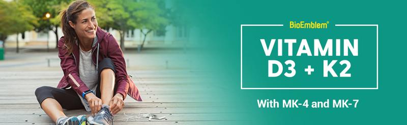 BioEmblem Vitamin D3 & K2 Capsules - 5000 IU D3, 100mcg K2 MK-7 & MK-4 - Vegetarian Bone Health Supplement - Non-GMO, 90 Veggie Caps