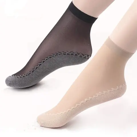 Women's Short Length Slouch Socks - 10/20-Pair, One-Size-Fit-All, Black, Comfortable, Ultra-Thin Sheer Nylon, Run-Resistant, Moisture-Wicking, Loose Band, Massage, Ankle Length, Non-Slip Cotton Sole, Lightweight, Machine Washable, Casual Basic