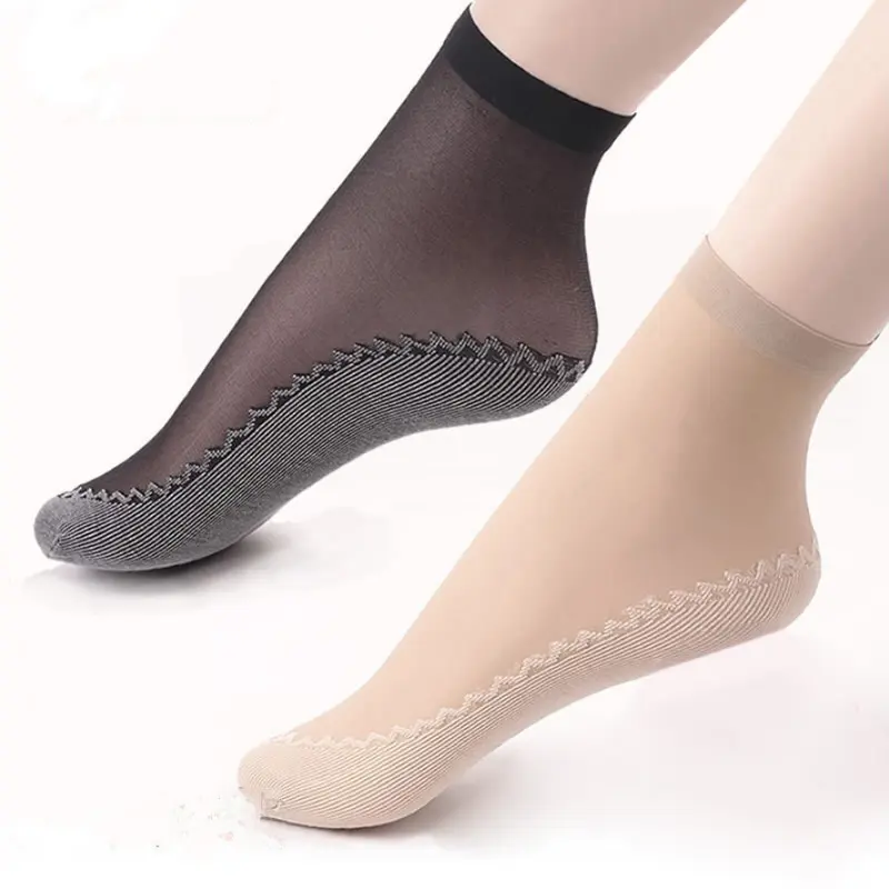 Women's Short Length Slouch Socks - 10/20-Pair, One-Size-Fit-All, Black, Comfortable, Ultra-Thin Sheer Nylon, Run-Resistant, Moisture-Wicking, Loose Band, Massage, Ankle Length, Non-Slip Cotton Sole, Lightweight, Machine Washable, Casual Basic