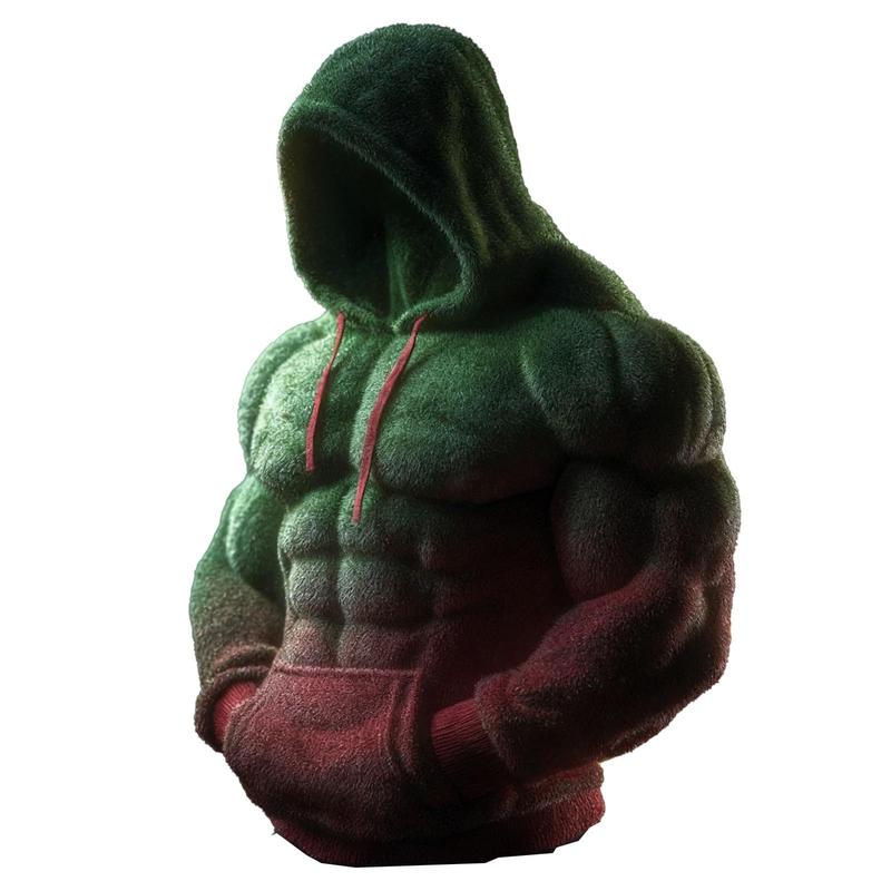 3D Effect Muscle Hoodie Autumn/Winter New Collection with Velvet Warm Hoodie