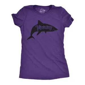 Womens Mommy Shark T shirt Cute Mom Gift Funny Mama Family Cute Mothers Day Tee Funny Womens T Shirts Cute Vintage Fashion Casual Ladies T-Shirt Gift Mother's Day Tops for Women Funny Shark Top Women's Novelty Dark Grey