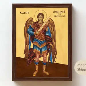 Saint Michael the Archangel Icon: Defender of Heaven, Christian Warrior Art No-frame Print