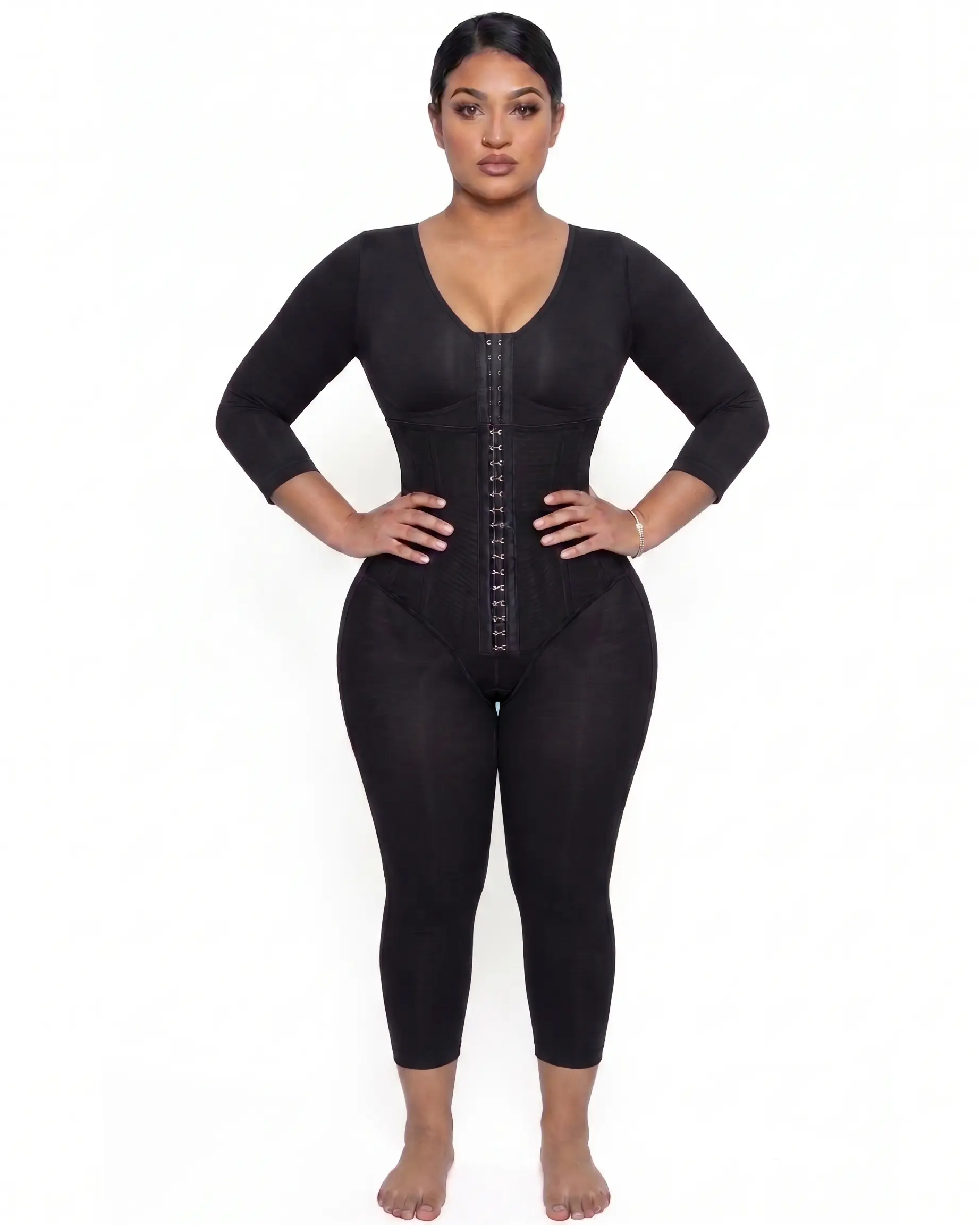 Colombian Full Body Shapewear Bodysuit | Postpartum & Post Surgery | Snatched Waist Tummy Control Long Sleeve