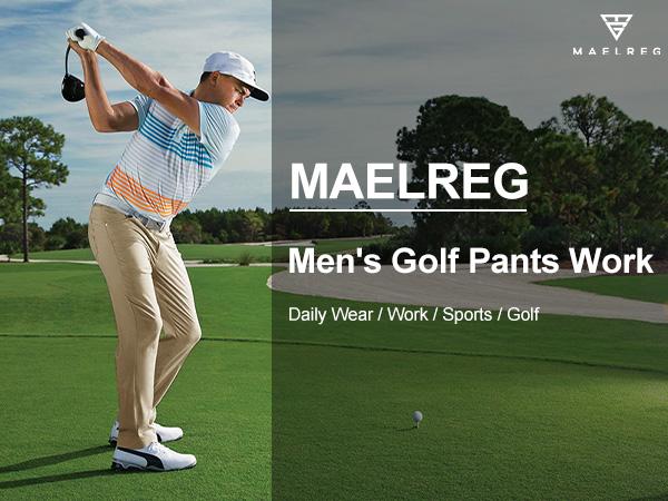 MAELREG Men’s Golf Pants, Stretch Quick Dry Lightweight Trousers, Classic Fit Casual Work Dress Pants with Pockets