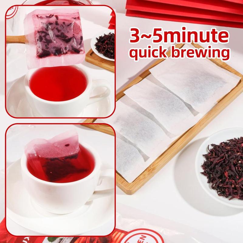 120 Hibiscus Tea Bags | 100% Pure Hibiscus Flower | Sugar-Free, Caffeine-Free Herbal Tea | Double Chamber, Individually Wrapped Bags| Rich in Natural Goodness and Flavor