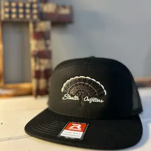 Stealth Outfitters Black Trucker Hat with Embroidered Turkey Design and Flat Bill for Outdoor Enthusiasts Black 168 Richardson