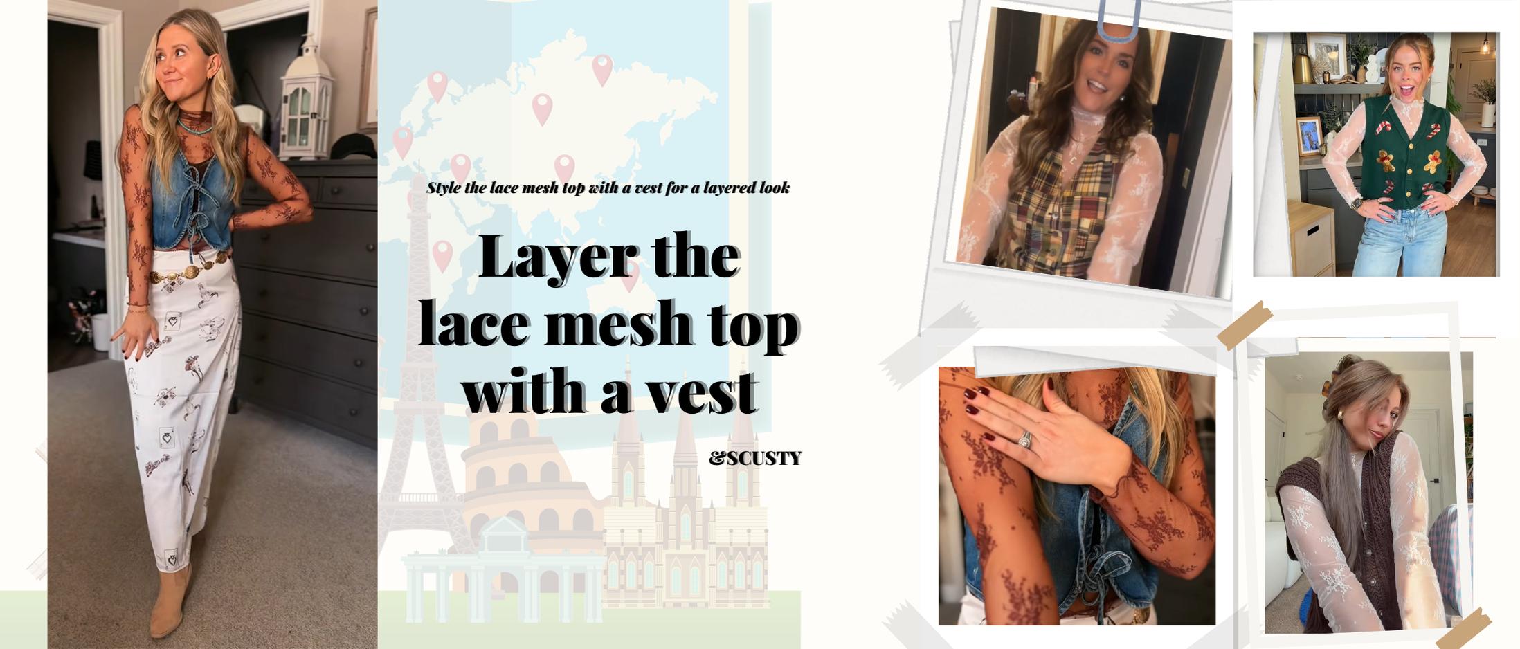 SCUSTY Women's Lace Mesh Tops Long Sleeve Floral Lace Blouse Sheer Mesh Mock Neck Layering Top with Cowl Neckline & Floral Embroidery for Stylish Layering SCUSTY Women's Lace Mesh Tops Long Sleeve Floral Lace Blouse Sheer Mesh Mock Neck Layering Top with Cowl Neckline & Floral Embroidery for Stylish Layering