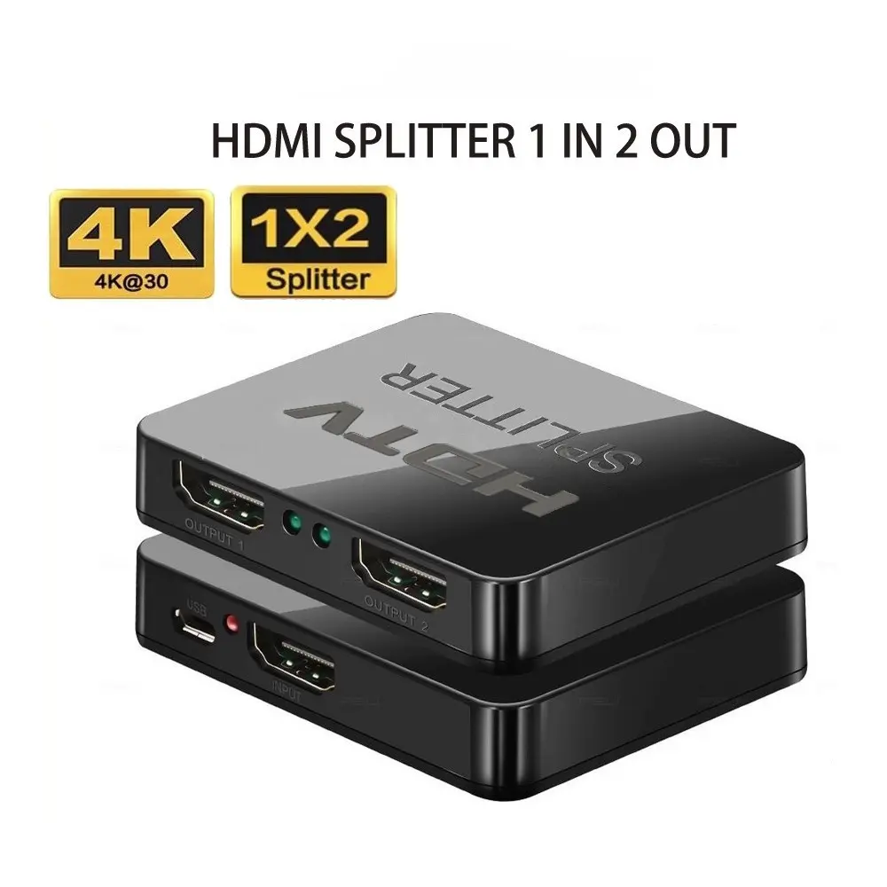 Mini 4K Series HDMI 1-In-2-Out Splitter, HD Video Mirroring, Multi-Link Dc Output, Camera-Ready Computers, Model 654966, Screen Mirroring Adapter