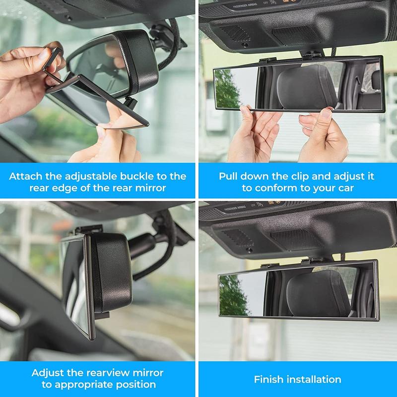 Rear View Mirror, Universal 11.81 Inch Panoramic Convex Interior Clip-on Wide Angle Mirror to Reduce Blind Spot Effectively for Car SUV Trucks -Clear