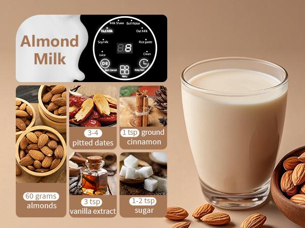 Nut Milk Maker Machine 35oz, 10 Stainless Steel Blades for Homemade Almond Oat Coconut Plant-Based Milk, 8-in-1 Self-Cleaning Auto Keep Warm & Boil Water, 12H Delay Start for Non-Dairy Beverages