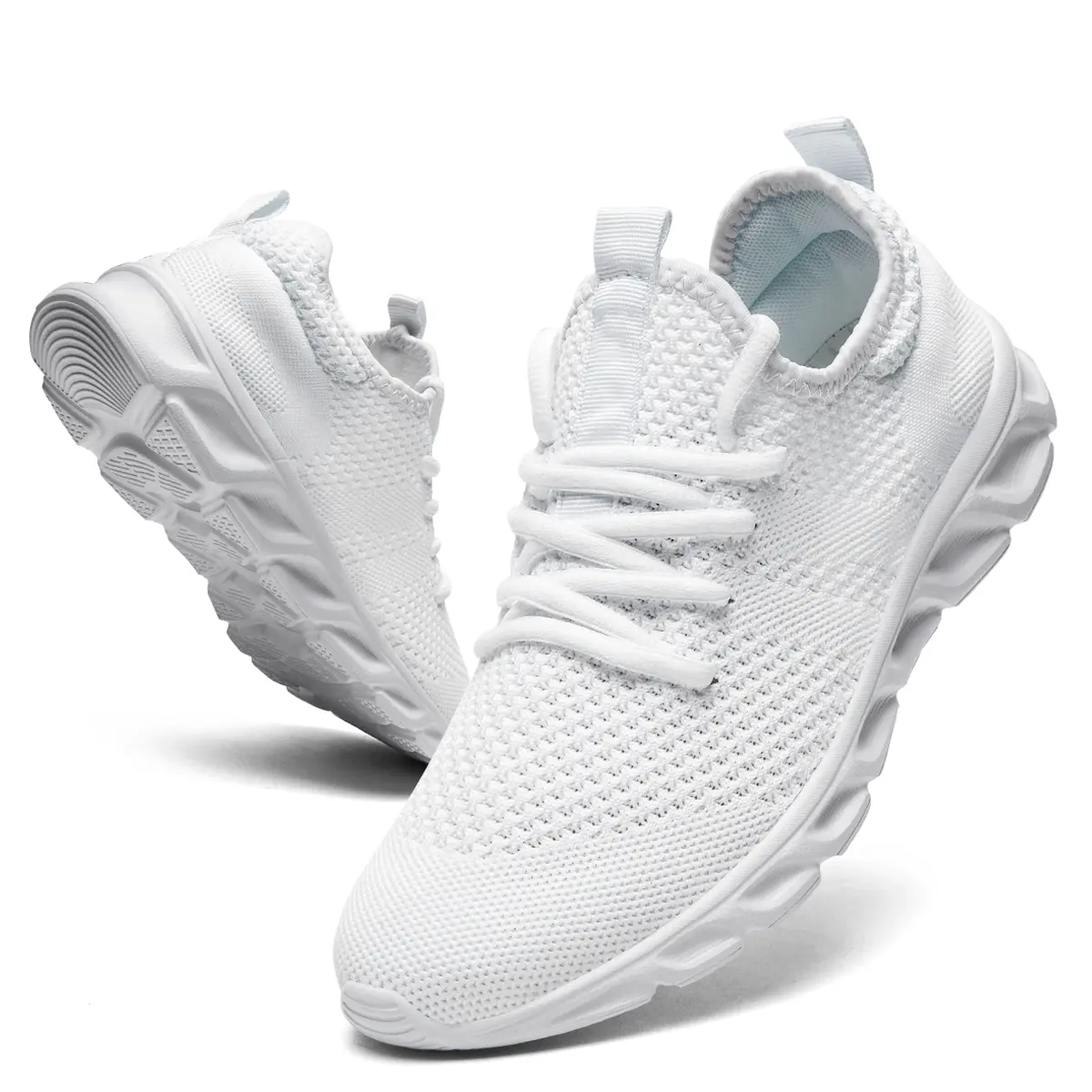 Men's Low Top Casual Woven Sneakers - Breathable, Round Toe, Lace-Up Trainers with Lightweight Cushioned Rubber Sole for Walking