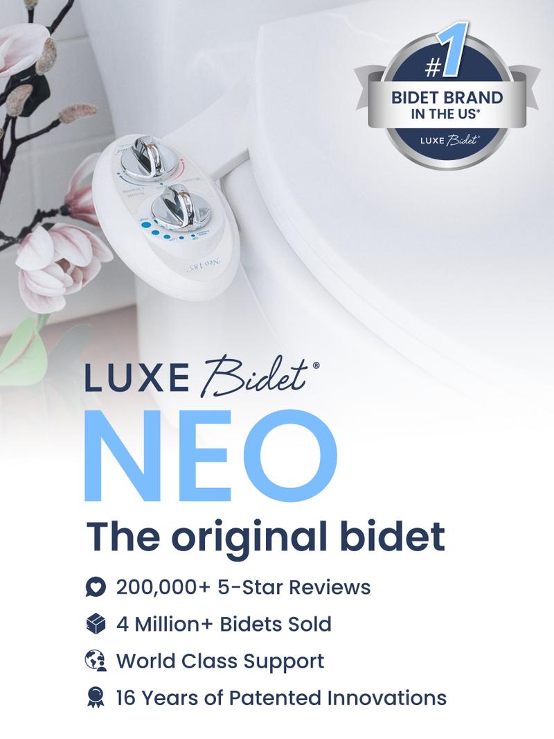 LUXE Bidet NEO 320 - Warm Water, Rear and Feminine Wash, Self-Cleaning, Non-Electric Bidet Attachment for Toilet Seat, Lever Control