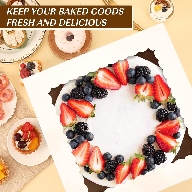 Moretoes 15Pcs Cake Boxes, 12x12x8 Inch White Bakery Boxes with Window Cake Containers Tall Dessert Cardboard Boxes