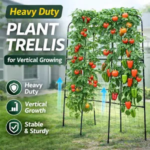 PKBD Tall Garden Arch Trellis for Climbing Plants Outdoor Polyethylene-Coated Stainless Steel U-Shape Large Rustproof Easy Assembly for Vegetables Flowers Black