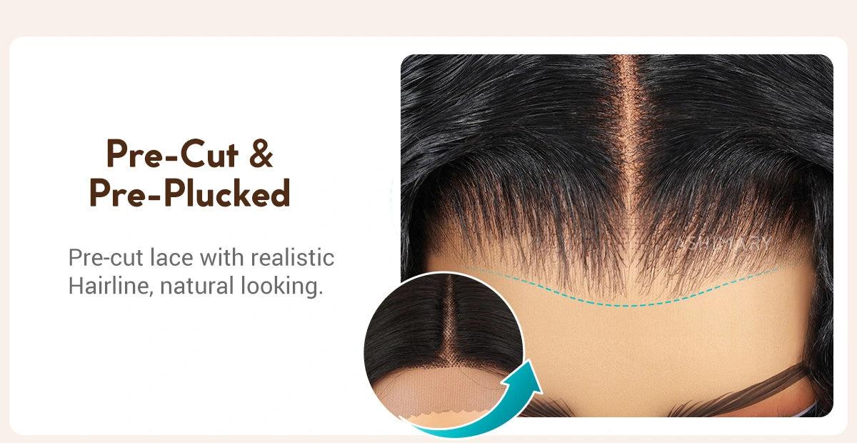 [Tiktok Hot] Pre-Styled Body Wave Glueless Layer Wavy Bob Wig Reddish Brown / Blonde Highlight /Chocolate Brown/99J ColorTransparent Lace Ready To Go Wigs SpringStatements