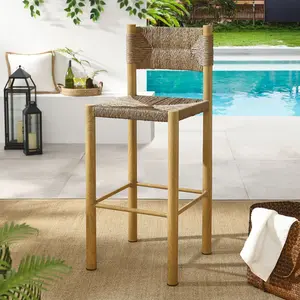 Parkland Outdoor Patio Rattan and Aluminum Bar Stools Set of 2 in Natural