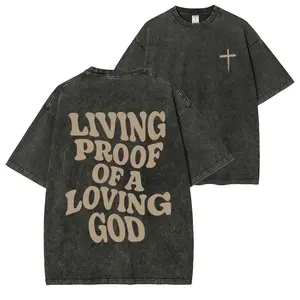 Trust In The Lord Washed Christian T-Shirt for Women Vintage Graphic Tee Oversize Faith Casual Streetwear Shirts Women Summer Outfits Plus Size Inclusive Soft Breathable Cotton Relaxed Fit Long Sleeve
